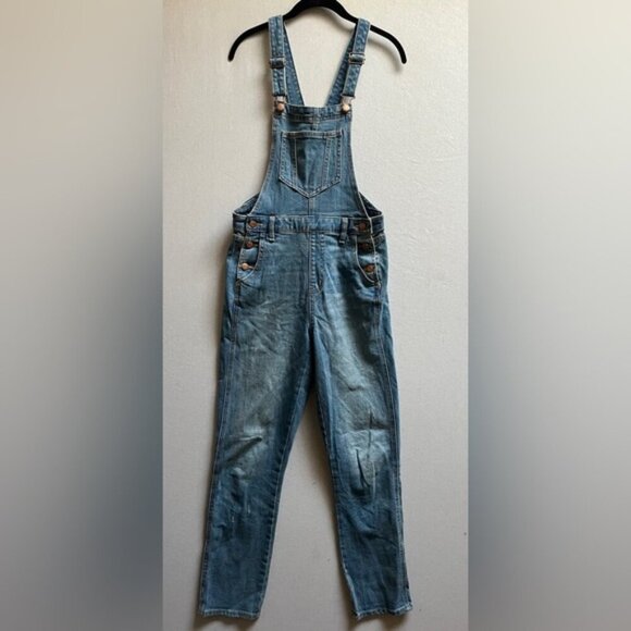 Old Navy distressed denim overalls Sz 6 Tall - Picture 1 of 10